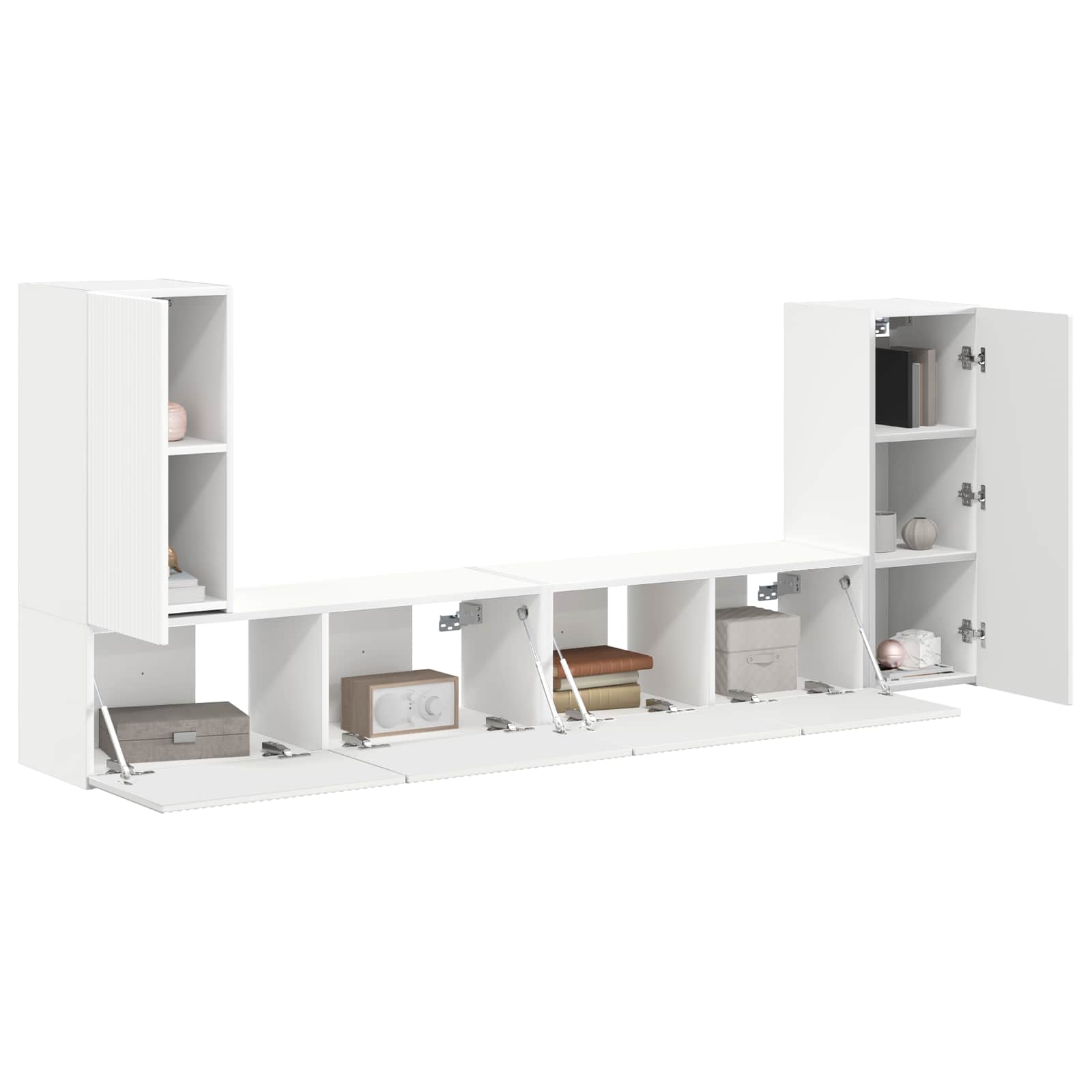 Conjunto De Mueble De Tv 4 Pcs Madera De Ingeniería