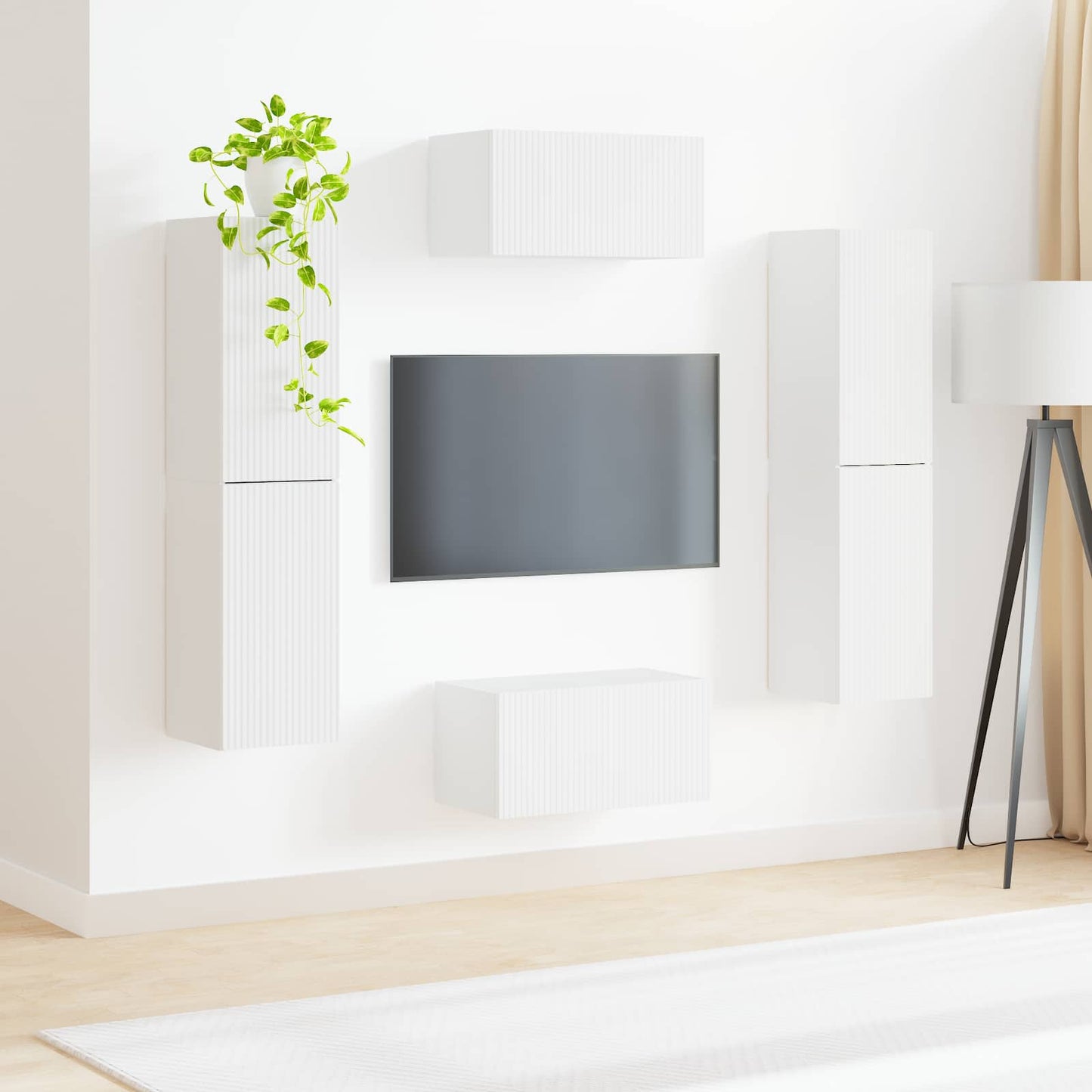Conjunto De Mueble De Tv 6 Pcs Madera De Ingeniería