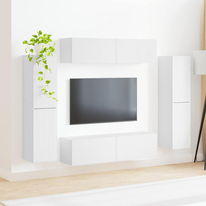 Conjunto De Mueble De Tv 8 Pcs Madera De Ingeniería