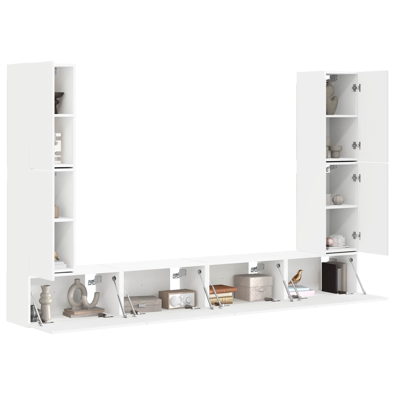 Conjunto De Mueble De Tv 8 Pcs Madera De Ingeniería