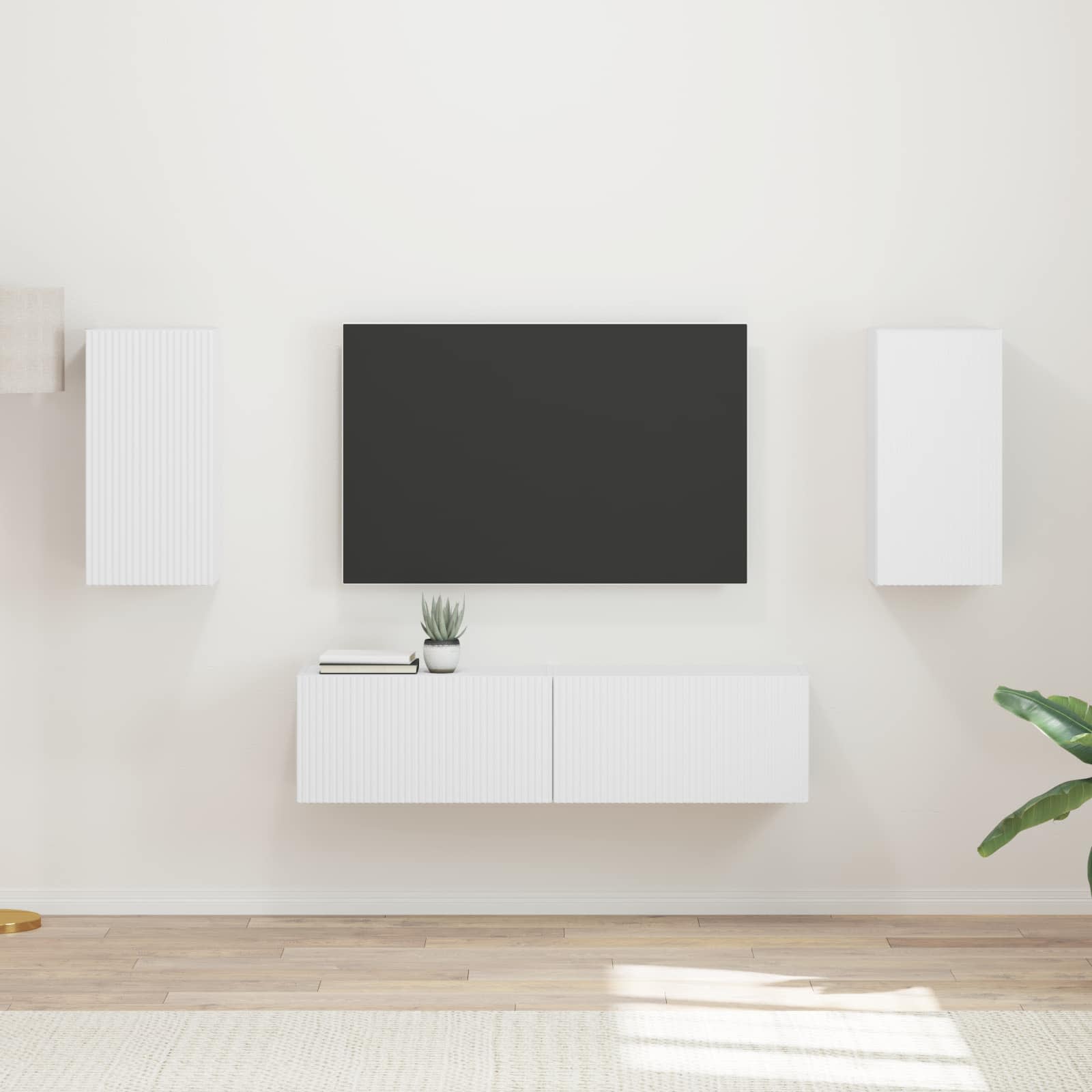 Conjunto De Mueble De Tv 4 Pcs Madera De Ingeniería