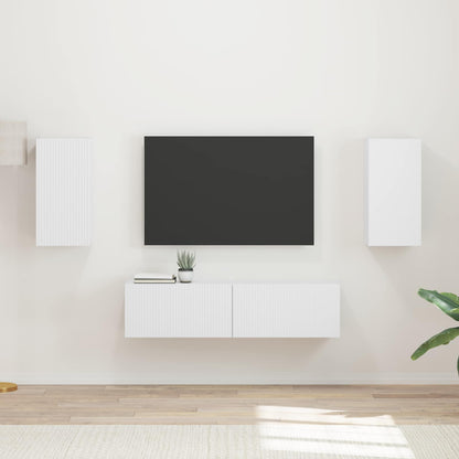 Conjunto De Mueble De Tv 4 Pcs Madera De Ingeniería