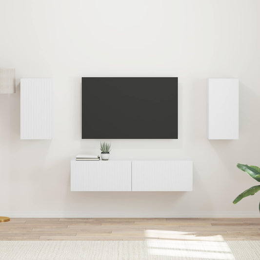 Conjunto De Mueble De Tv 4 Pcs Madera De Ingeniería