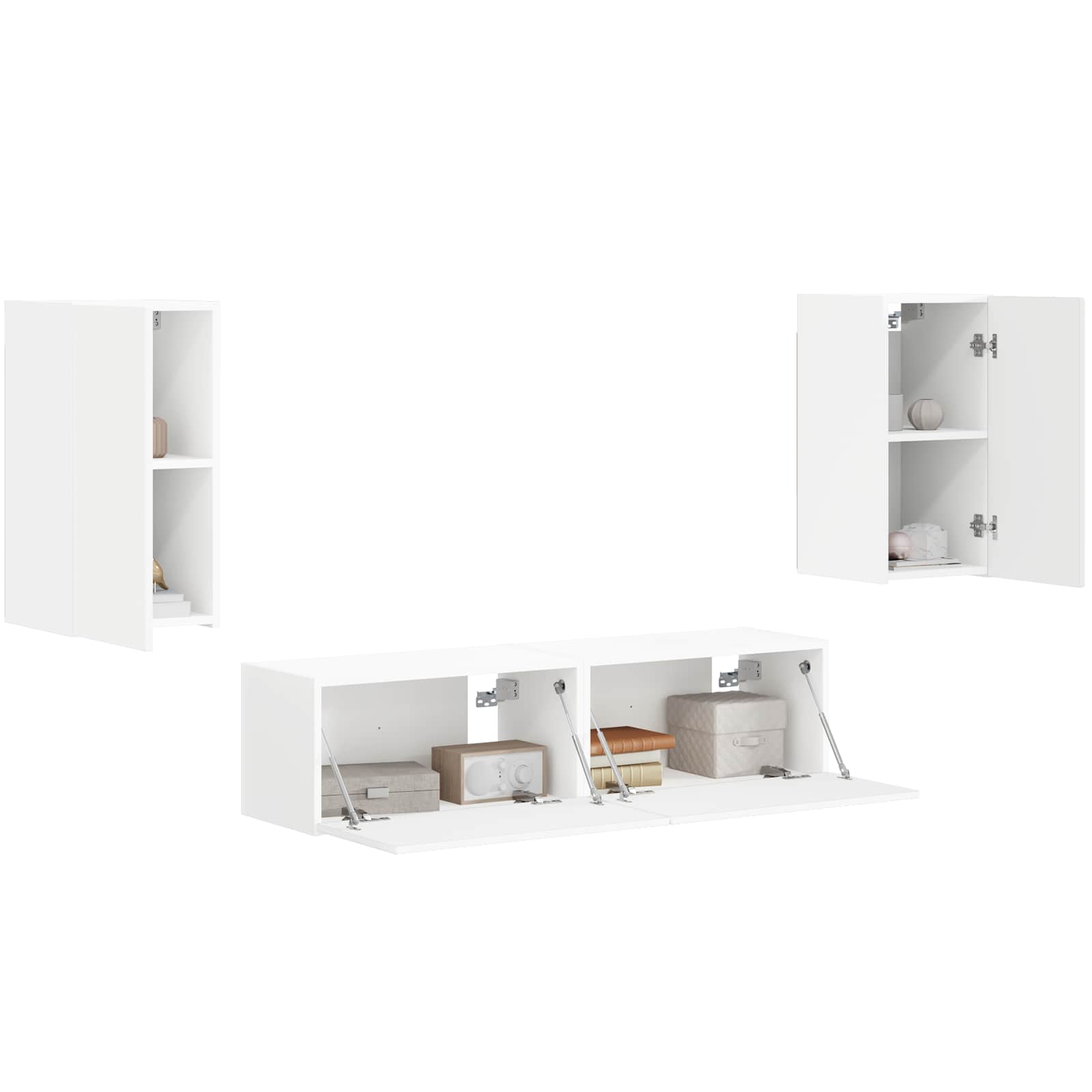 Conjunto De Mueble De Tv 4 Pcs Madera De Ingeniería