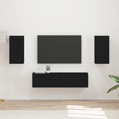 Conjunto De Mueble De Tv 4 Pcs Madera Vieja