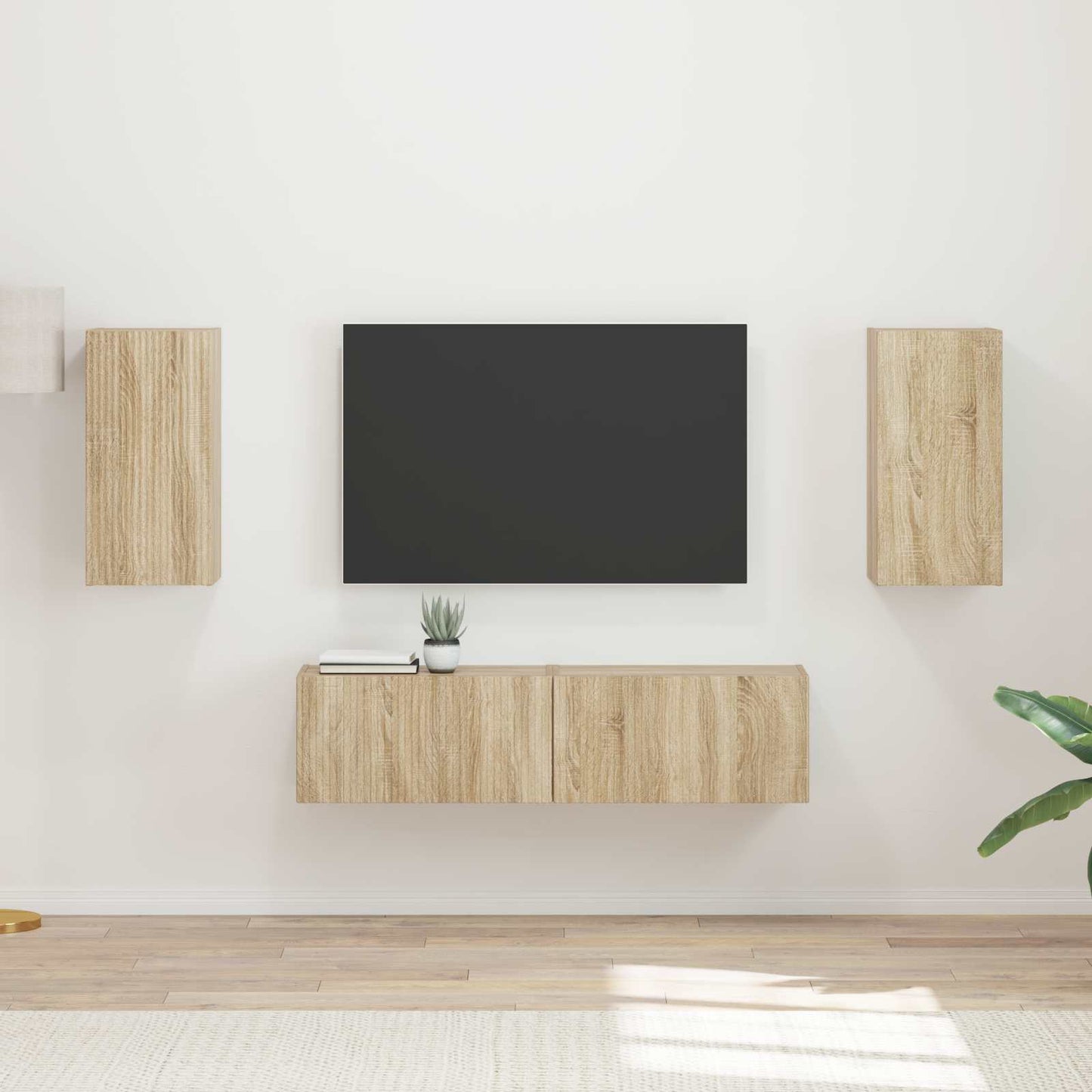 Conjunto De Mueble De Tv 4 Pcs Madera Vieja
