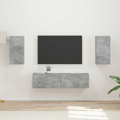 Conjunto De Mueble De Tv 4 Pcs Madera Vieja