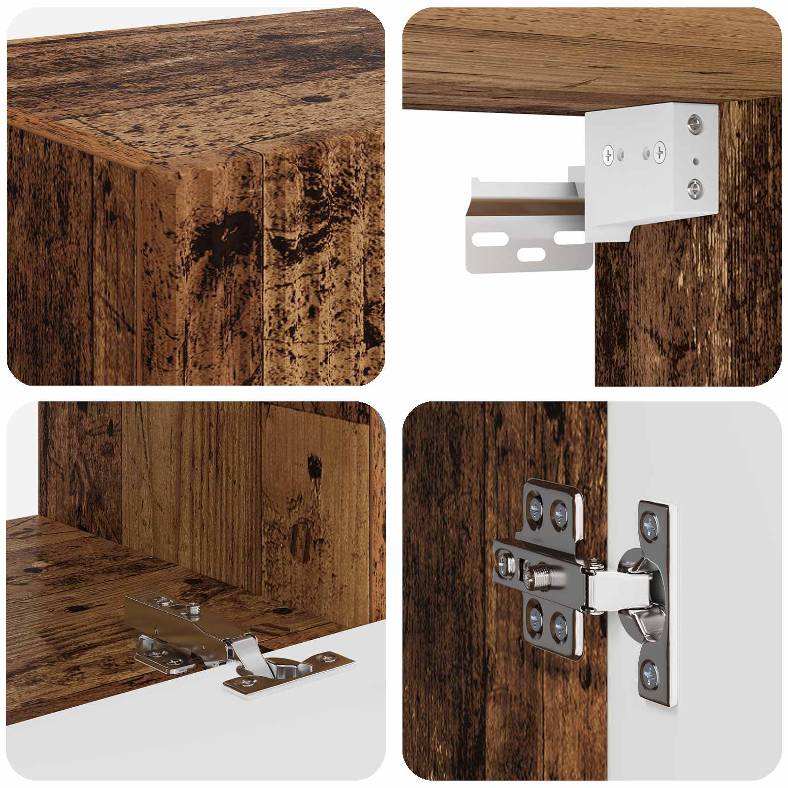 Conjunto De Mueble De Tv 4 Pcs Madera Vieja