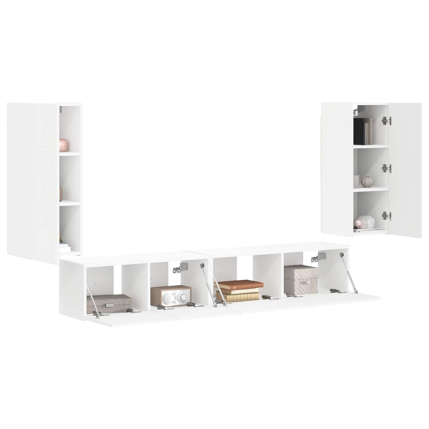 Conjunto De Mueble De Tv 4 Pcs Madera De Ingeniería