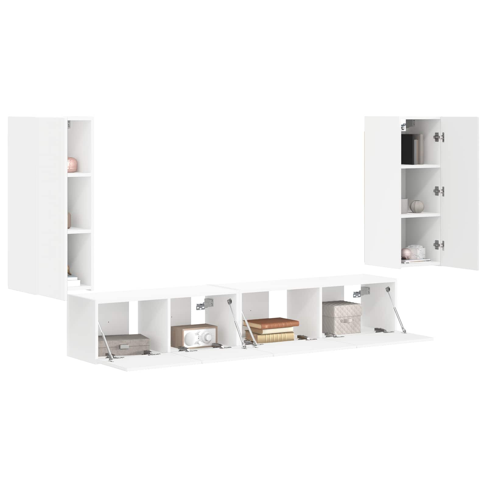 Conjunto De Mueble De Tv 4 Pcs Madera De Ingeniería