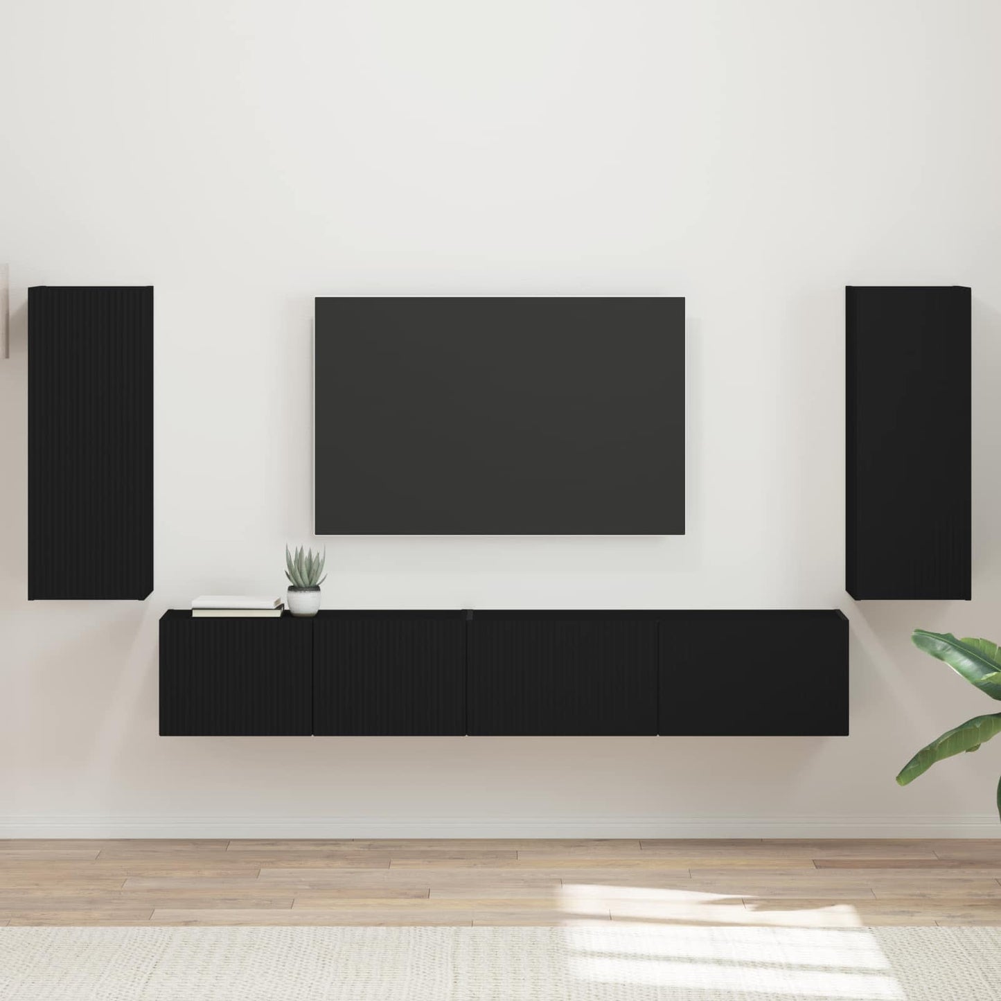 Conjunto De Mueble De Tv 4 Pcs Madera De Ingeniería