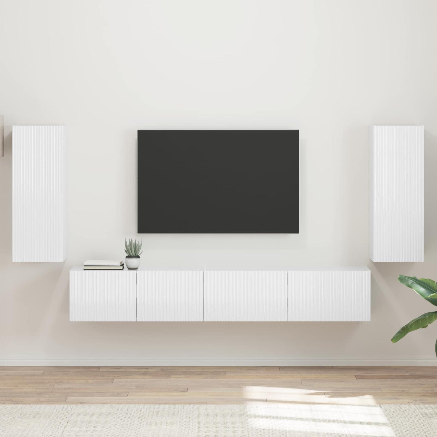 Conjunto De Mueble De Tv 4 Pcs Madera De Ingeniería