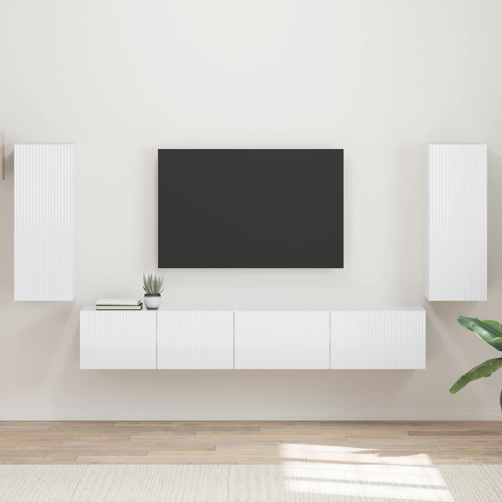 Conjunto De Mueble De Tv 4 Pcs Madera De Ingeniería