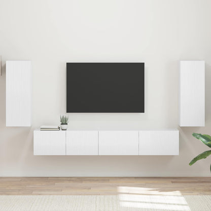 Conjunto De Mueble De Tv 4 Pcs Madera De Ingeniería