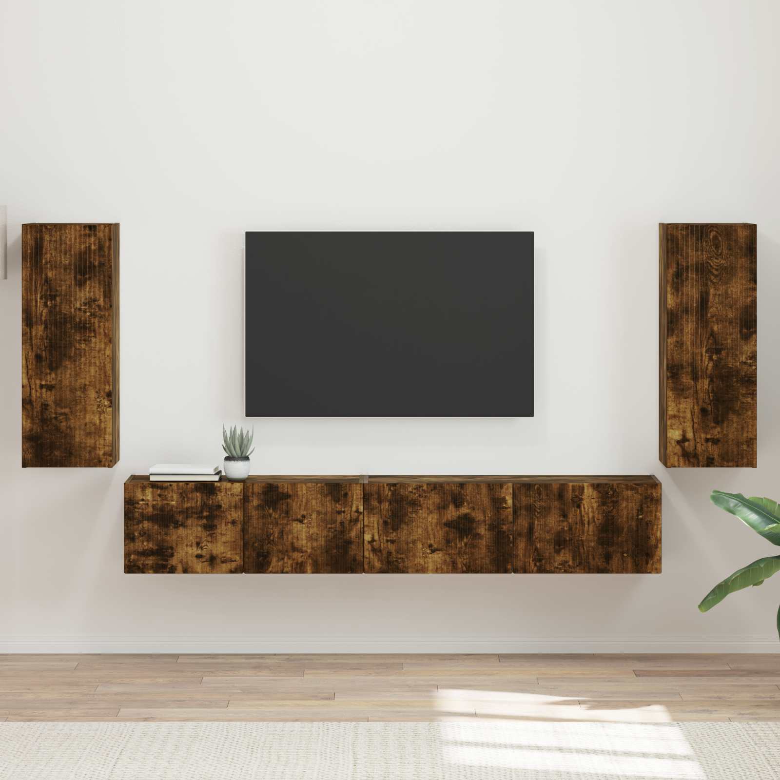 Conjunto De Mueble De Tv 4 Pcs Madera De Ingeniería