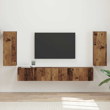 Conjunto De Mueble De Tv 4 Pcs Madera De Ingeniería