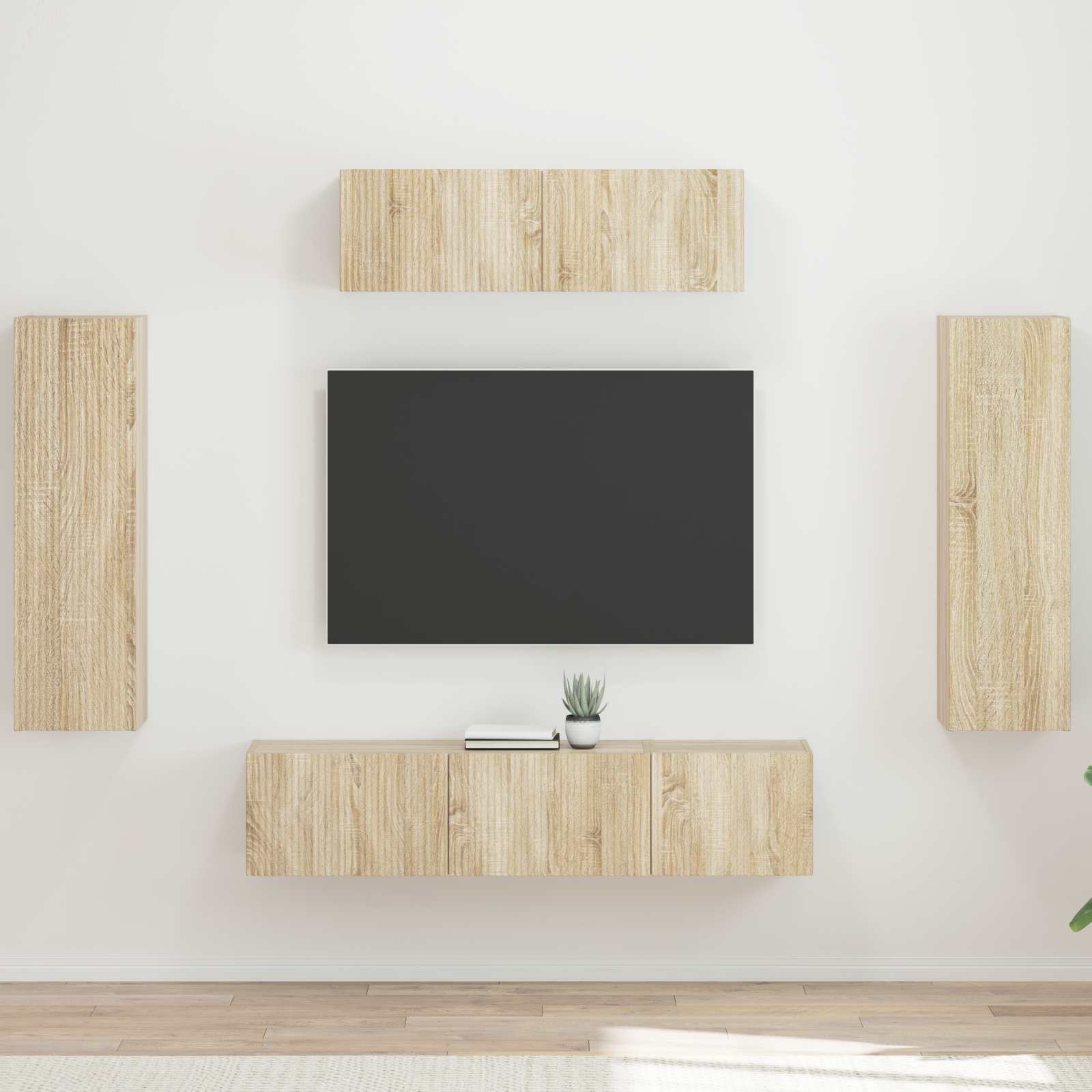 Mueble De Tv 5 Pcs Madera Vieja