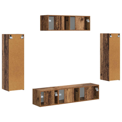 Mueble De Tv 5 Pcs Madera Vieja
