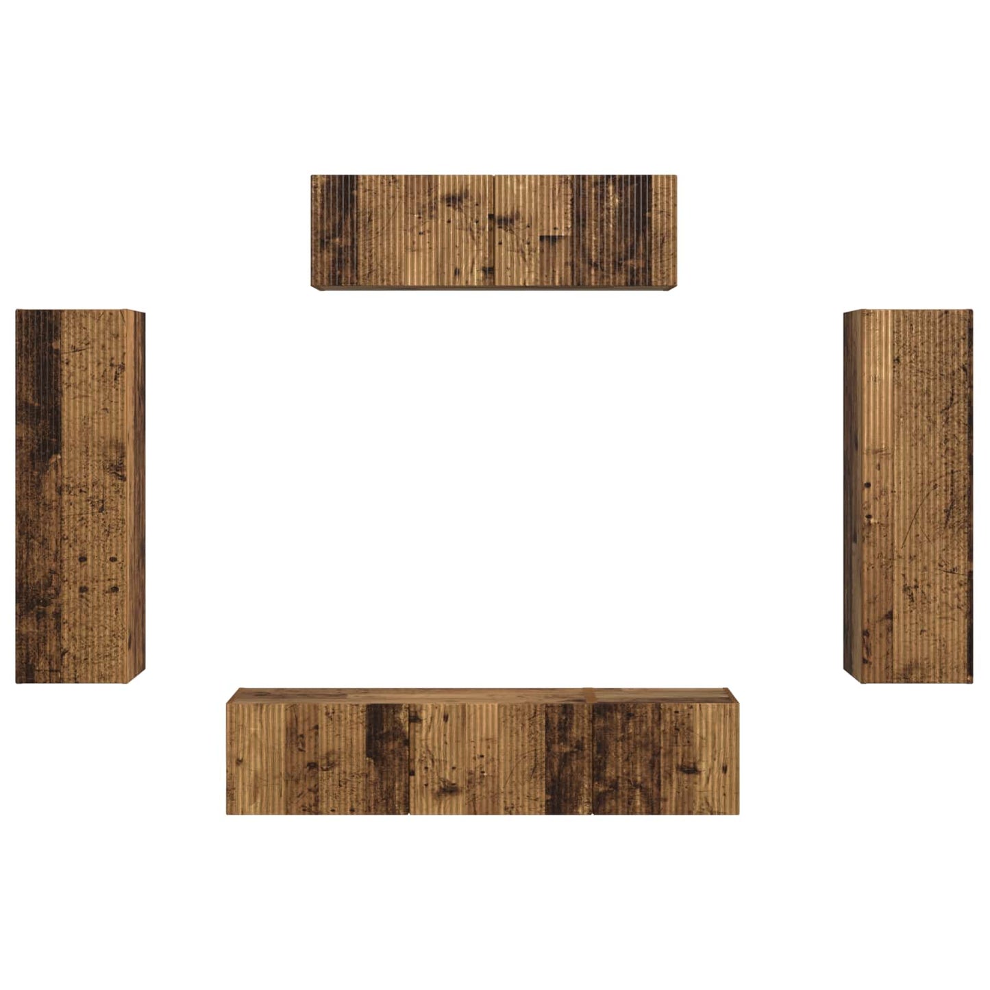 Mueble De Tv 5 Pcs Madera Vieja