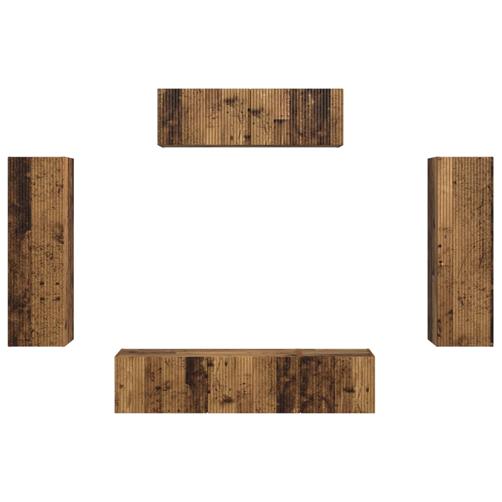 Mueble De Tv 5 Pcs Madera Vieja