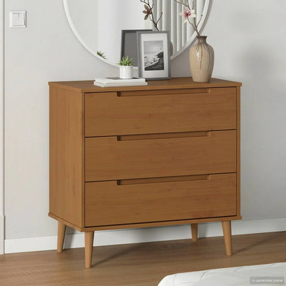 Mesita De Noche Molde Madera Maciza De Pino Blanca 80X40X80 Cm