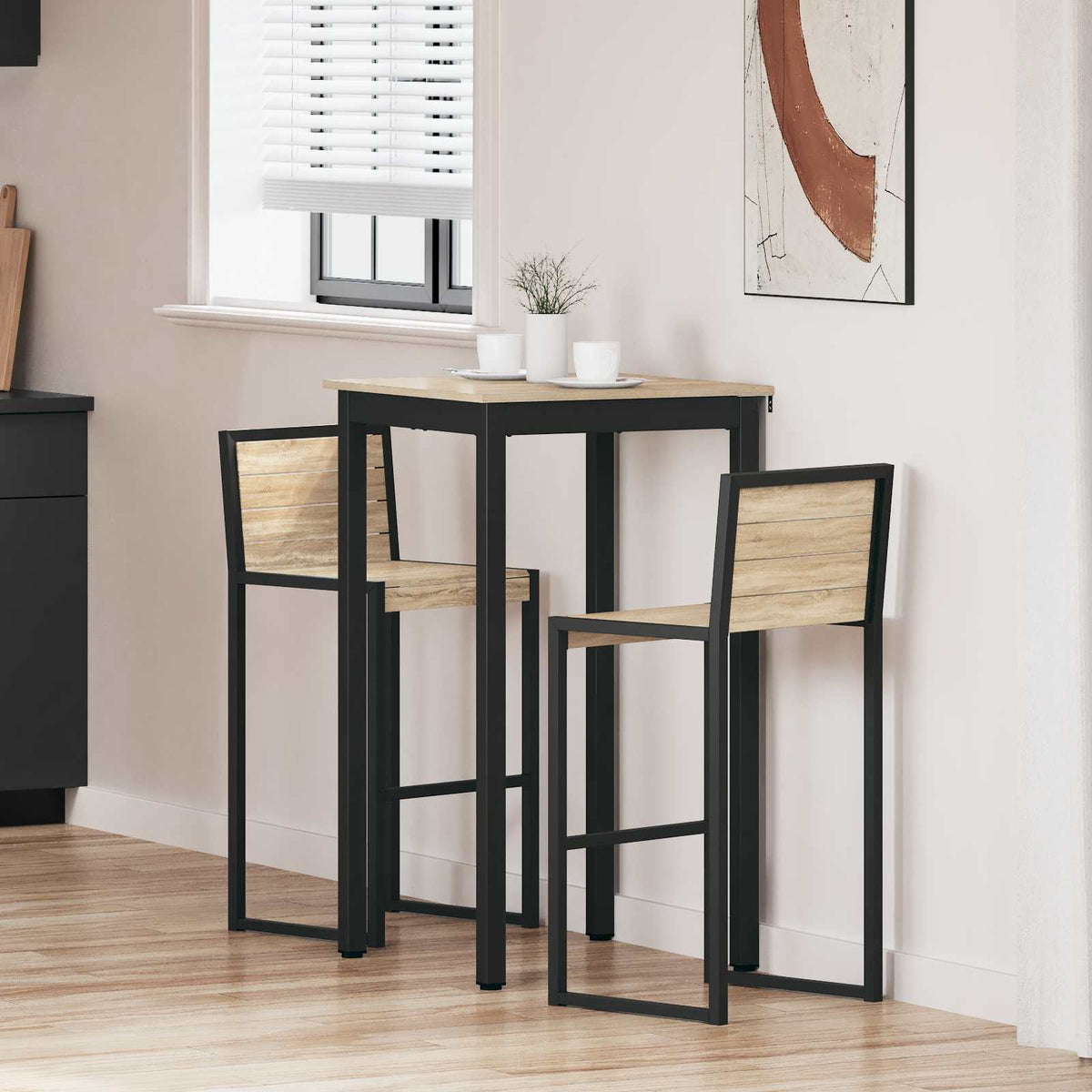 Mesa De Barra De Pie Madera De Ingeniería Cuadrado