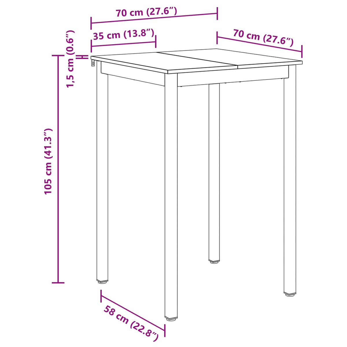 Mesa De Barra De Pie Madera De Ingeniería Cuadrado