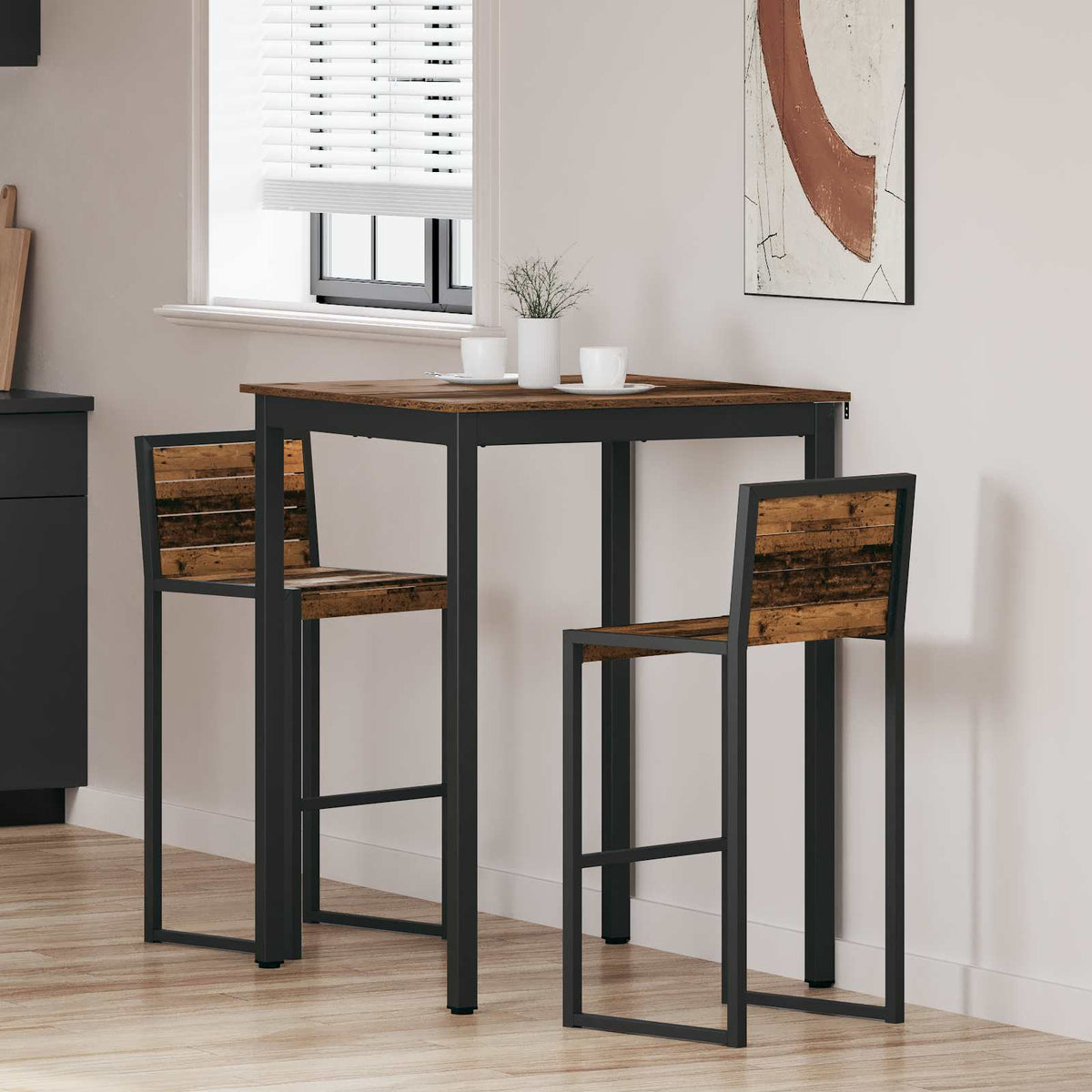 Mesa De Barra De Pie Madera De Ingeniería Cuadrado