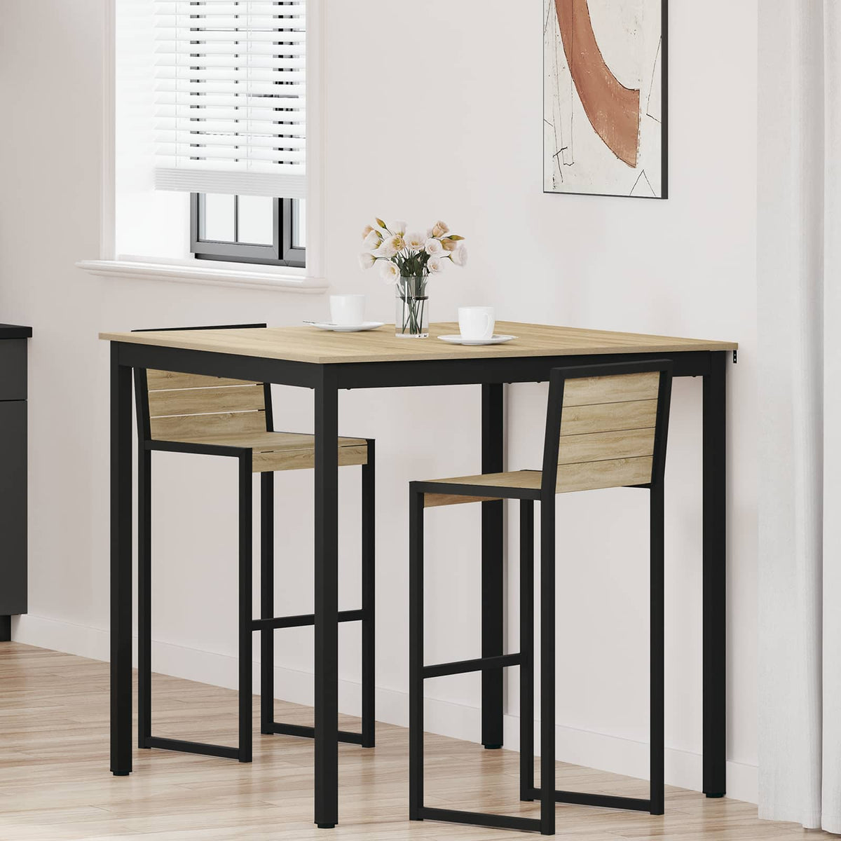 Mesa De Barra De Pie Madera De Ingeniería Cuadrado