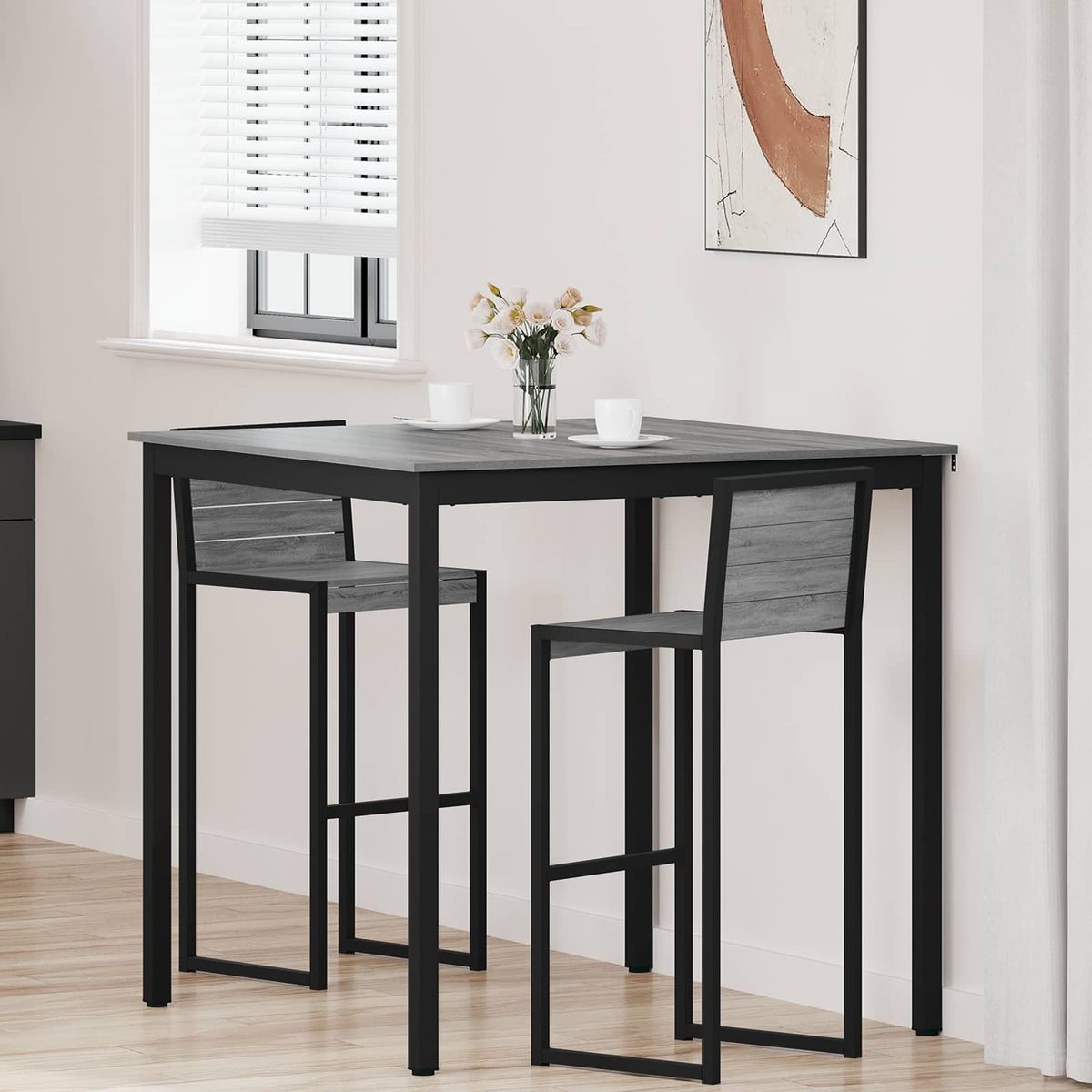 Mesa De Barra De Pie Madera De Ingeniería Cuadrado