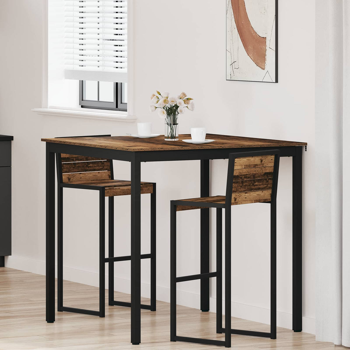 Mesa De Barra De Pie Madera De Ingeniería Cuadrado