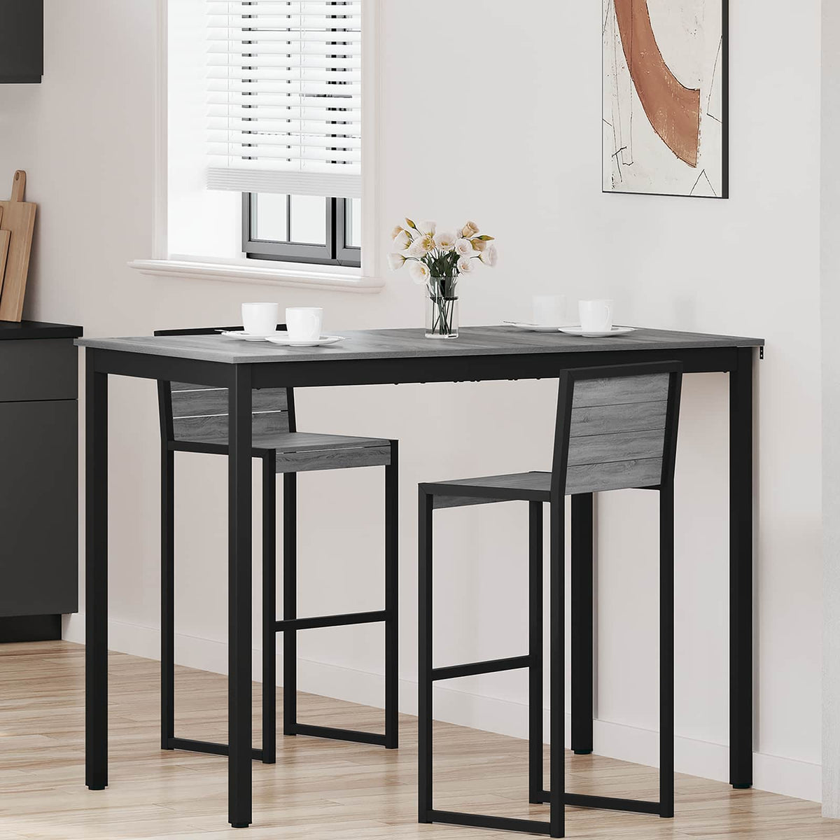 Mesa De Barra De Pie Madera De Ingeniería Cuadrado
