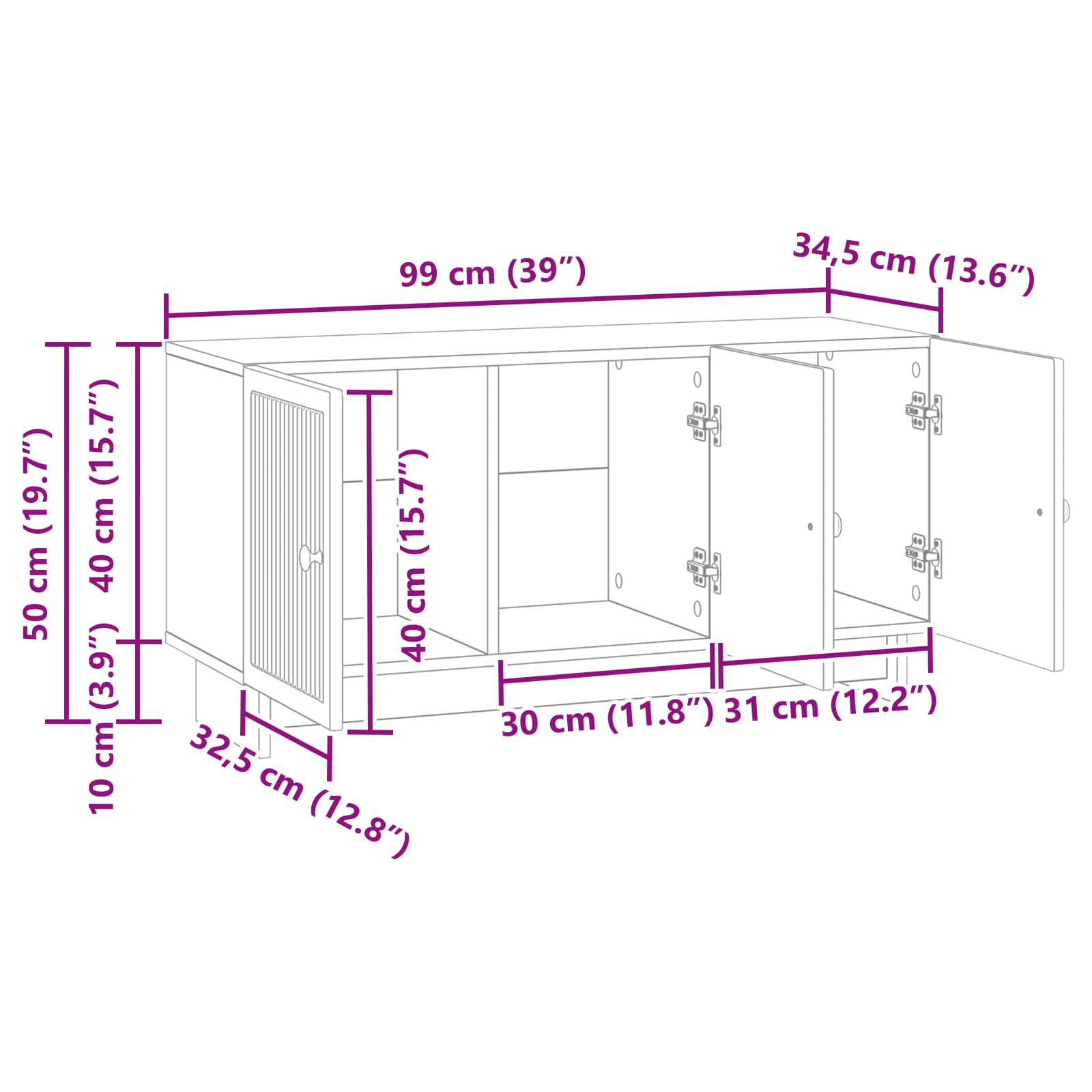 Mueble De Tv 99 X 34,5 X 50 Cm