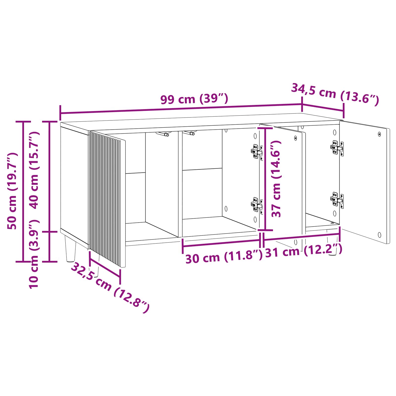 Mueble De Tv 99 X 34,5 X 50 Cm