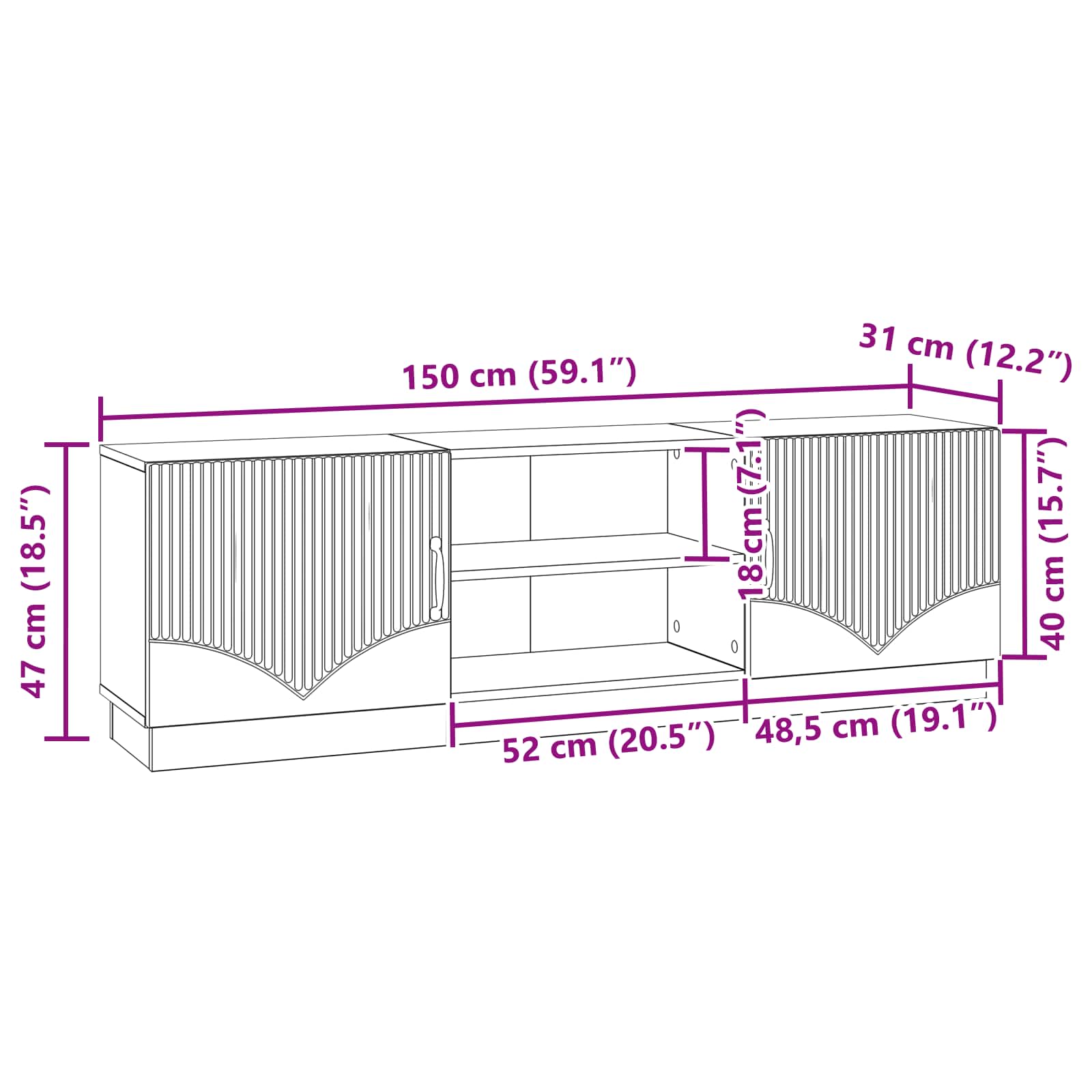 Mueble De Tv 150 X 31 X 47 Cm