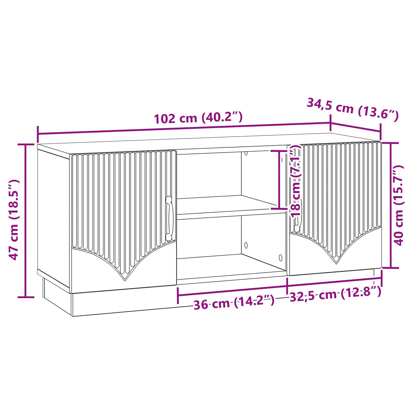 Mueble De Tv 102 X 34,5 X 47 Cm