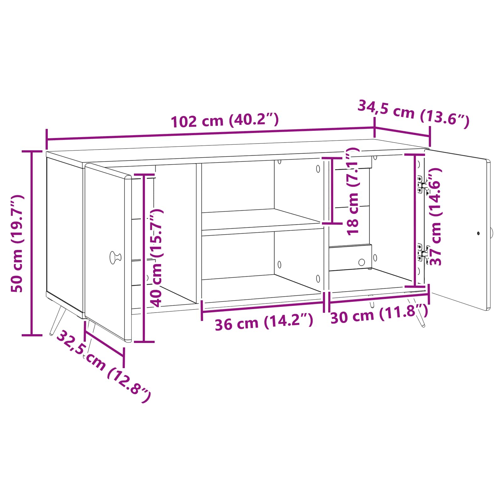Mueble De Tv 102 X 34,5 X 50 Cm