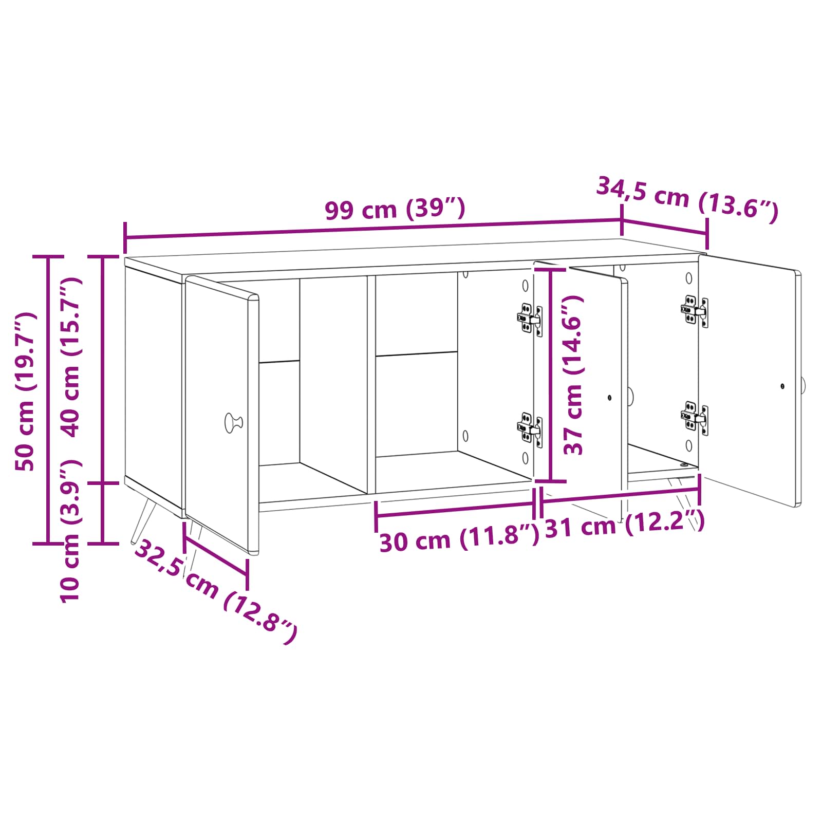 Mueble De Tv 99 X 34,5 X 50 Cm