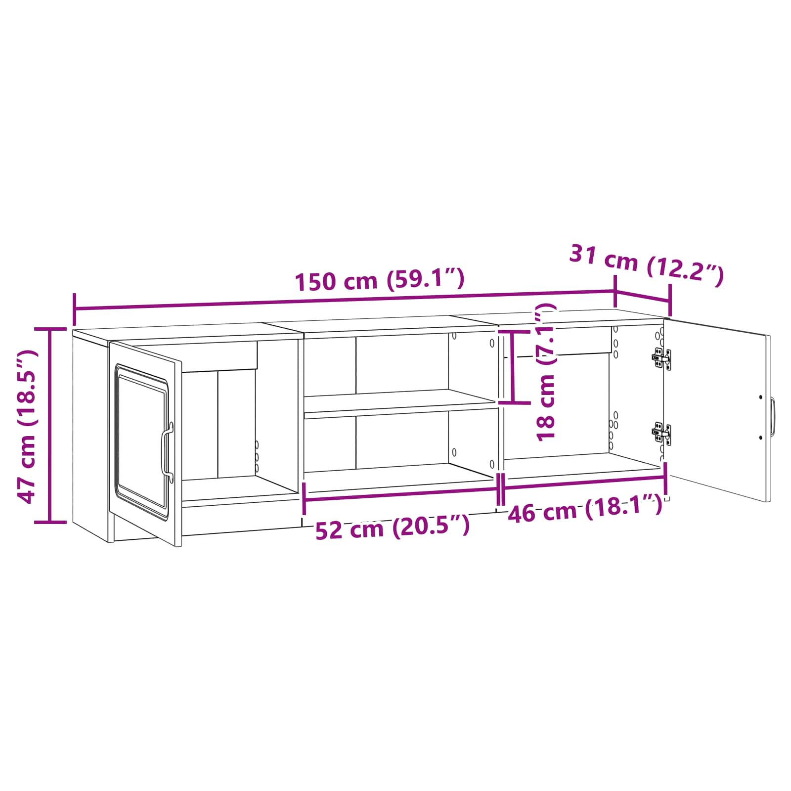 Mueble De Tv 150 X 31 X 47 Cm