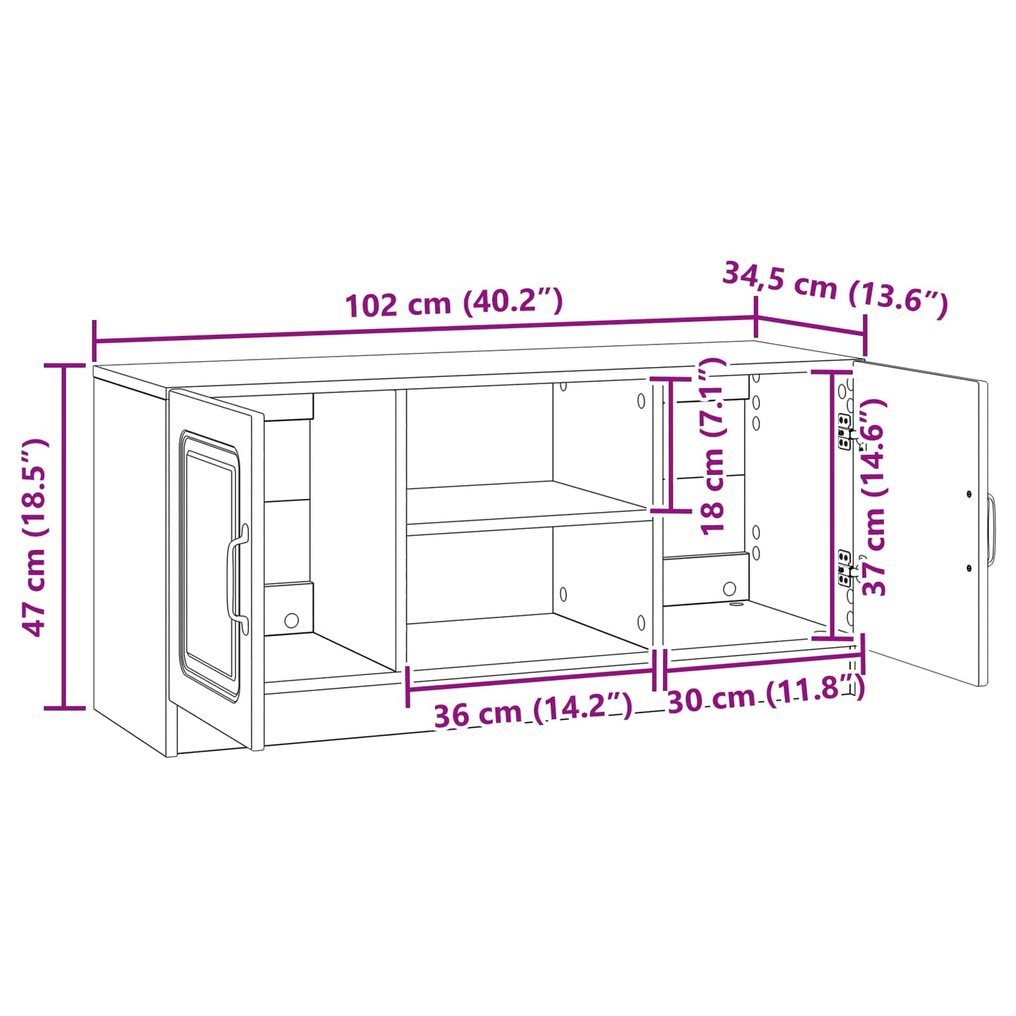 Mueble De Tv 102 X 34,5 X 47 Cm