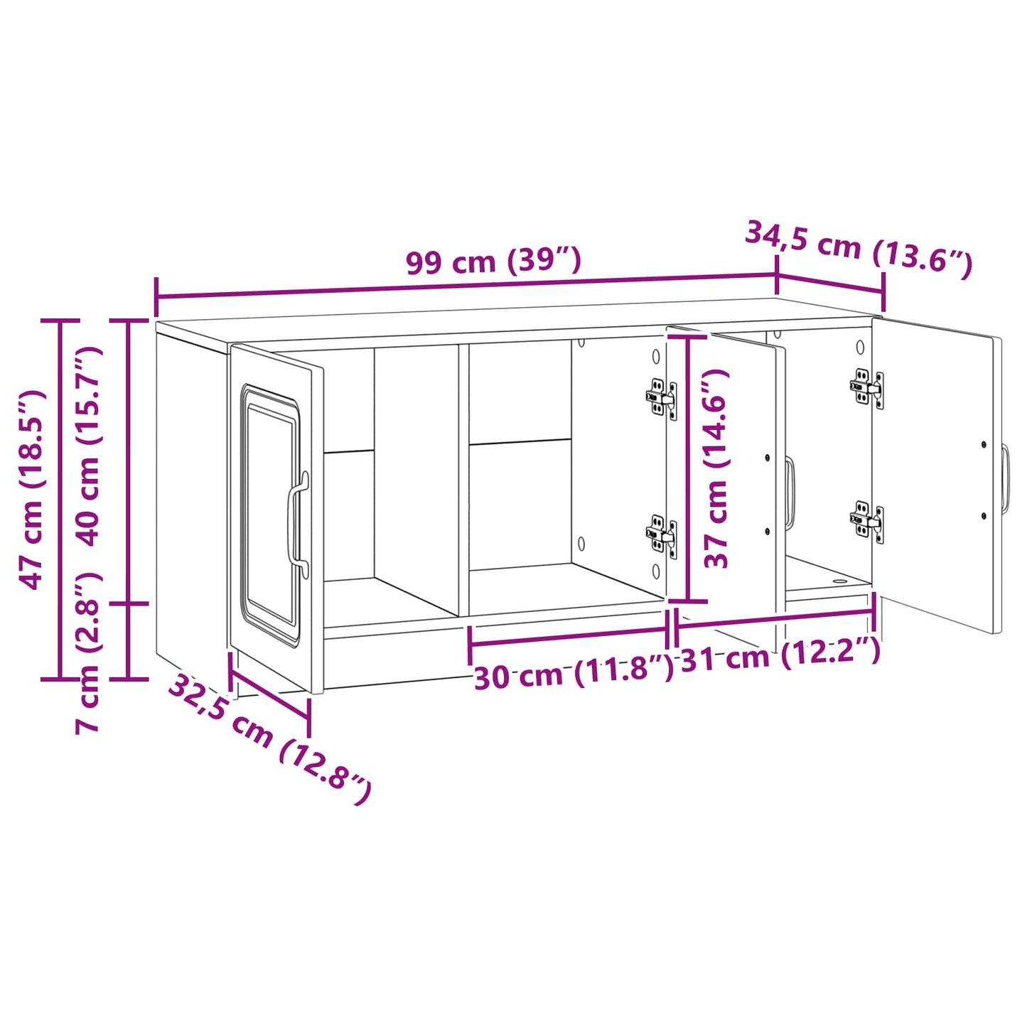 Mueble De Tv 99 X 34,5 X 47 Cm