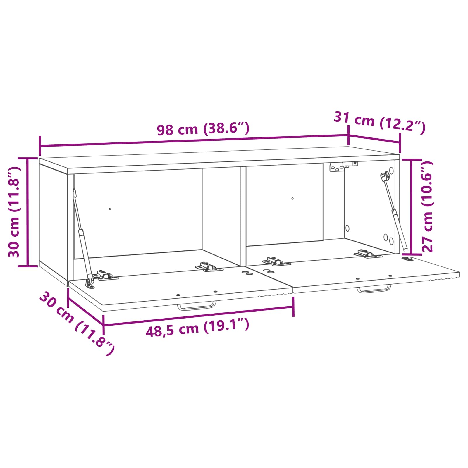 Mueble Para Tv De Pared 98 X 31 X 30 Cm