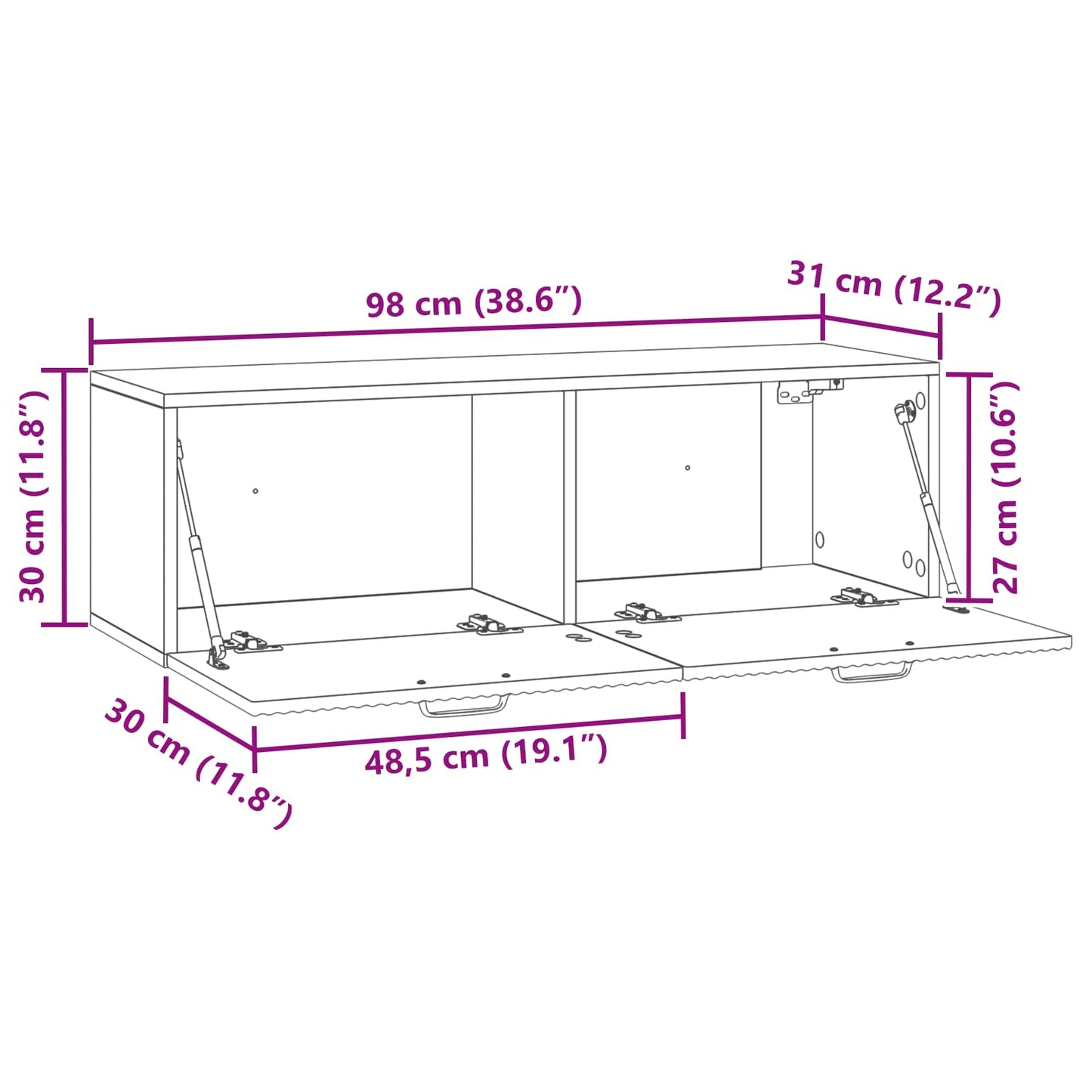 Mueble Para Tv De Pared 98 X 31 X 30 Cm