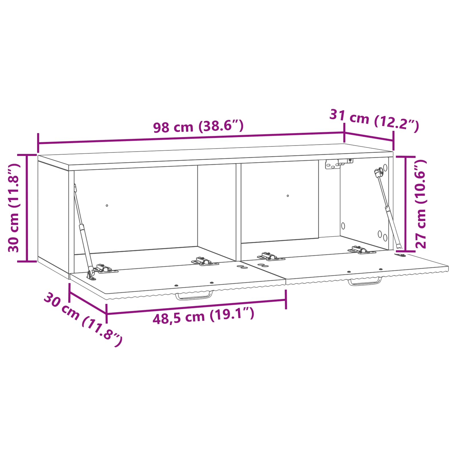 Mueble Para Tv De Pared 98 X 31 X 30 Cm