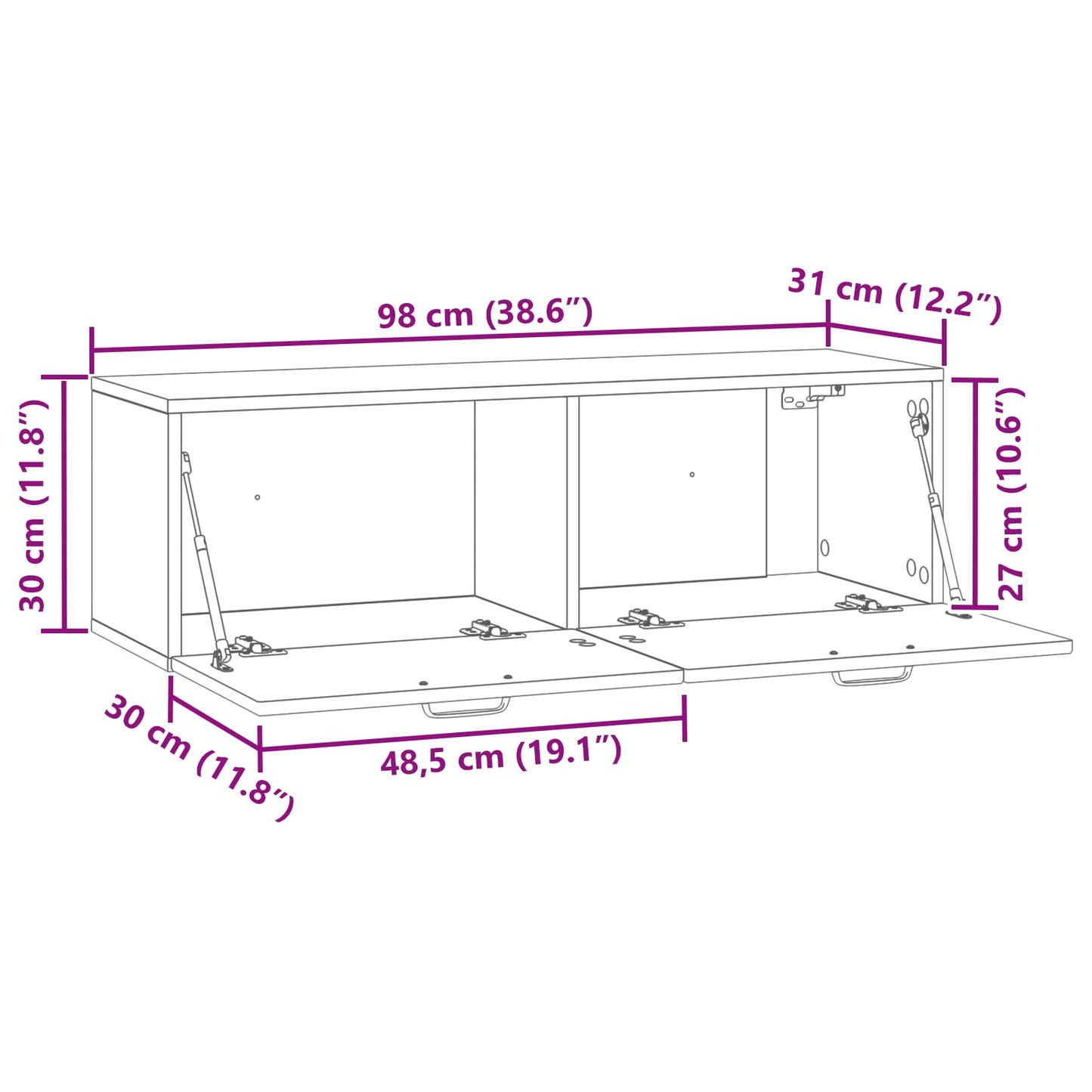 Mueble Para Tv De Pared 98 X 31 X 30 Cm