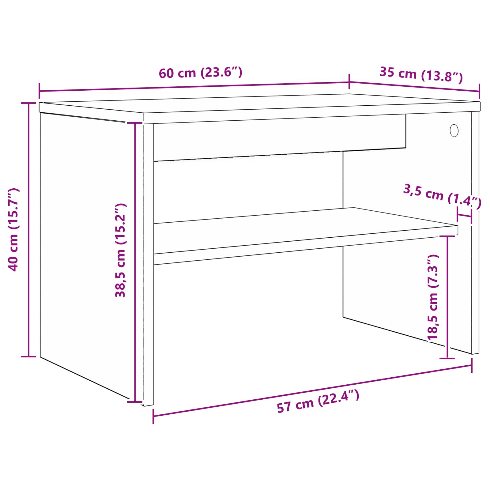 Mueble De Tv 60 X 35 X 40 Cm Madera De Ingeniería