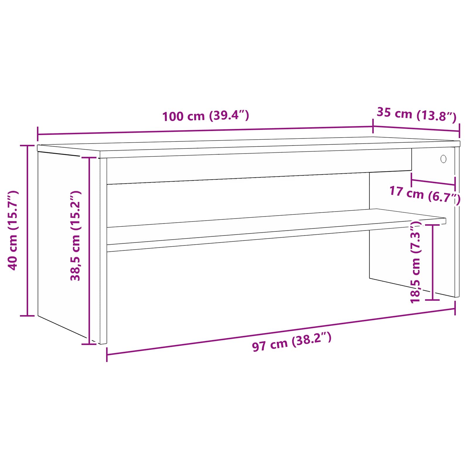 Mueble De Tv 100 X 35 X 40 Cm Madera De Ingeniería