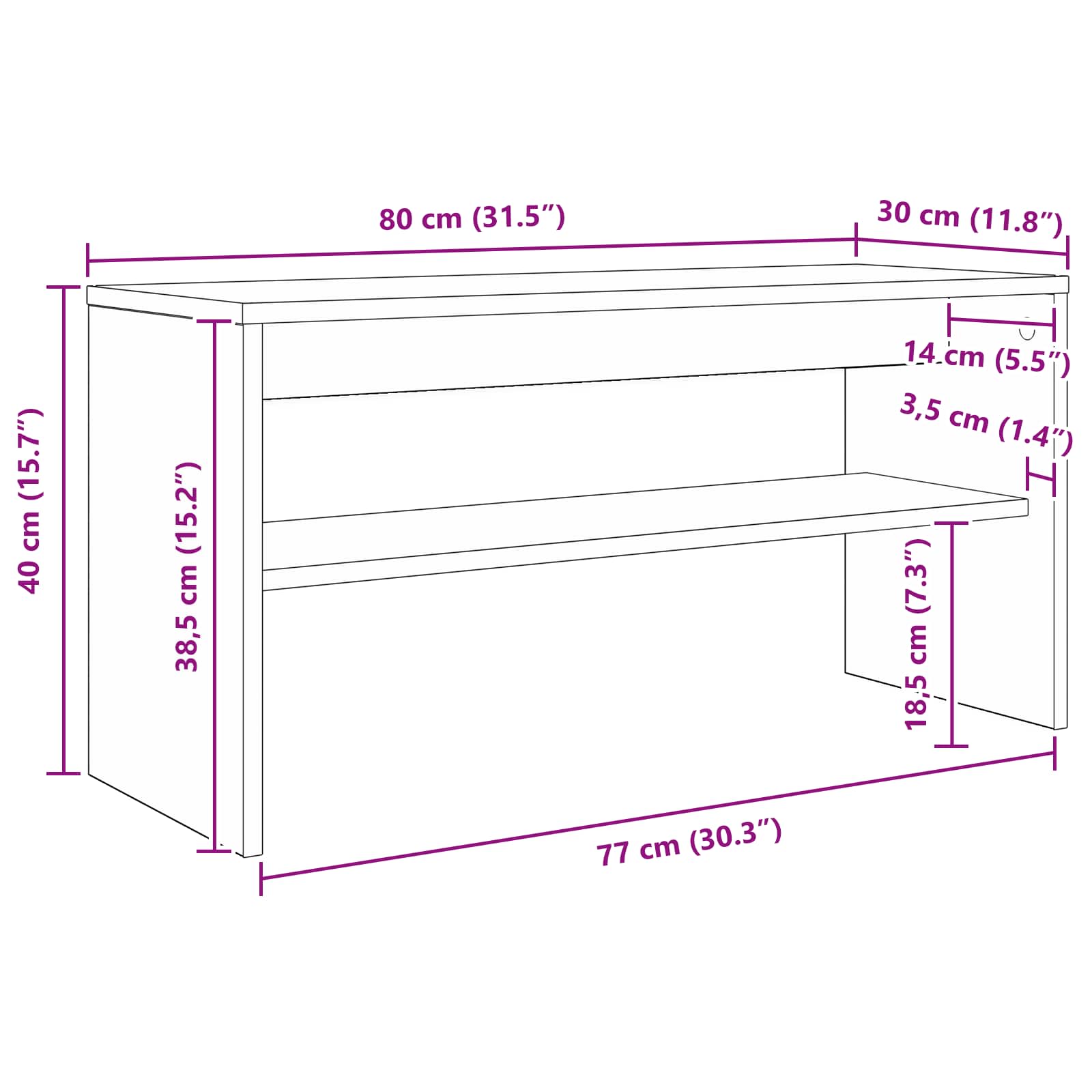 Mueble De Tv 80 X 30 X 40 Cm Madera De Ingeniería