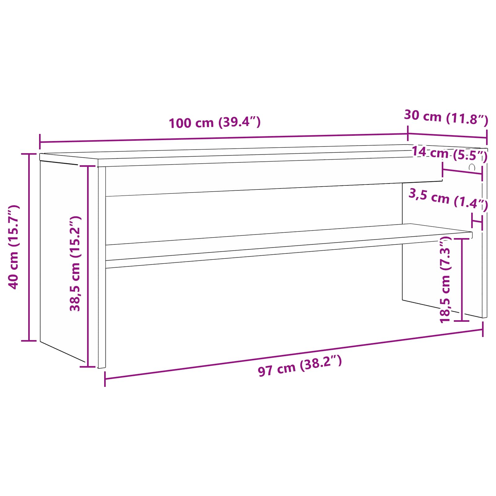 Mueble De Tv 100 X 30 X 40 Cm Madera De Ingeniería