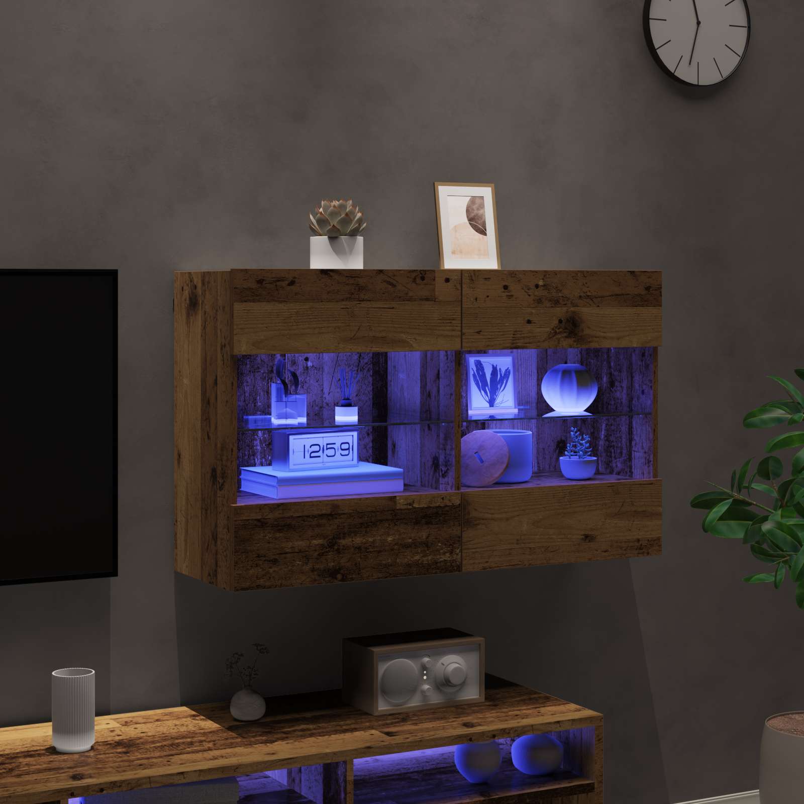 Mueble De Tv Montado En La Pared Con Led